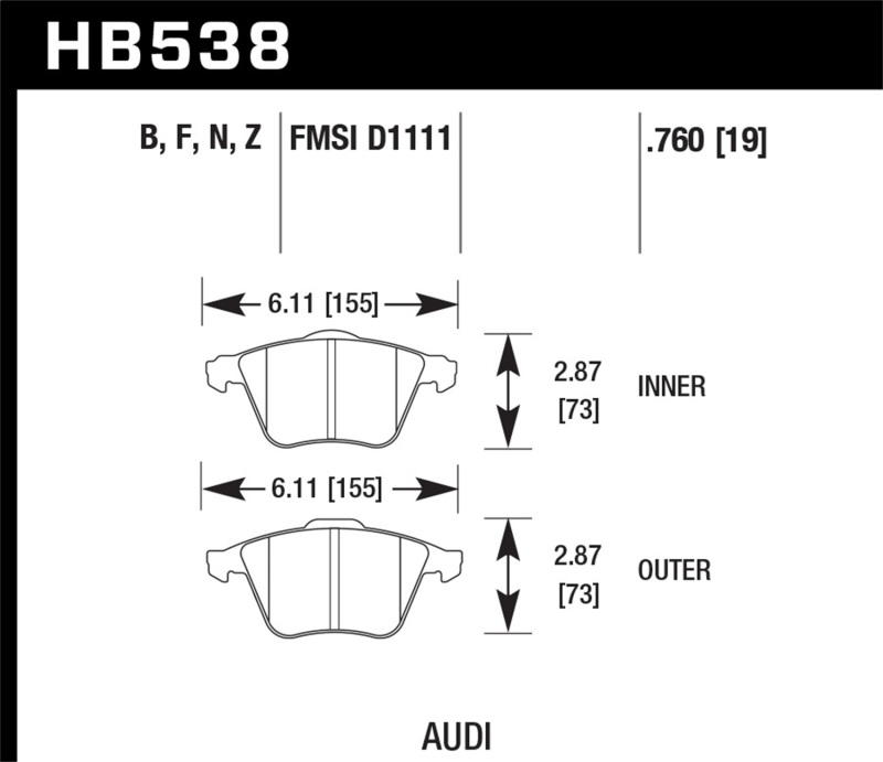 Audi A4 Cabriolet Brake Pads - Front - Hawk Performance - HPS 5.0 - 2009 Audi A4 Cabriolet Brake Pads - Front - Hawk Performance - HPS 5.0 - 2009